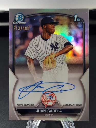 JUAN CARELA 2023 Bowman Chrome Refractor Auto /499 1st Bowman #CPA-JCA Yankees