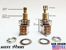 Potentiometer guitar or bass volume pot Push Push 500k  3/8" shaft (2 PIECE SET)