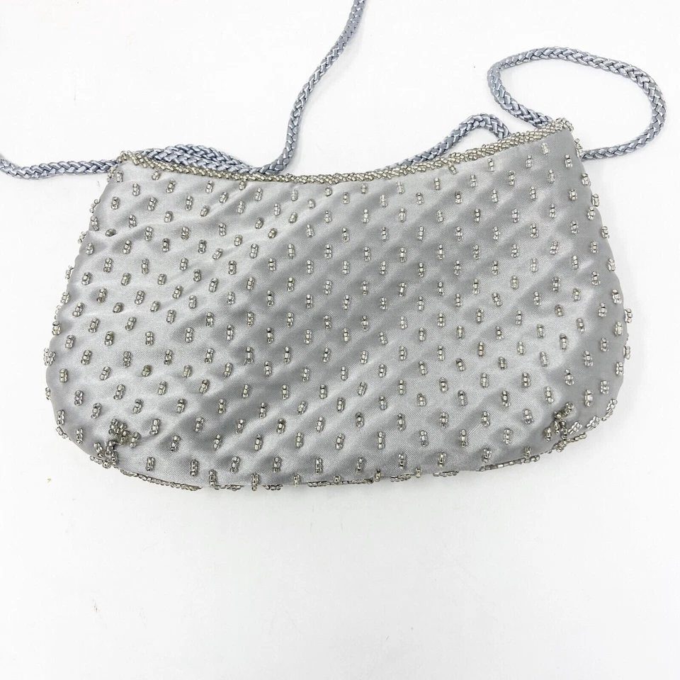 Серебряная зеркальная сумка Valerie Stevens с бисером - Изображение 3 из 4