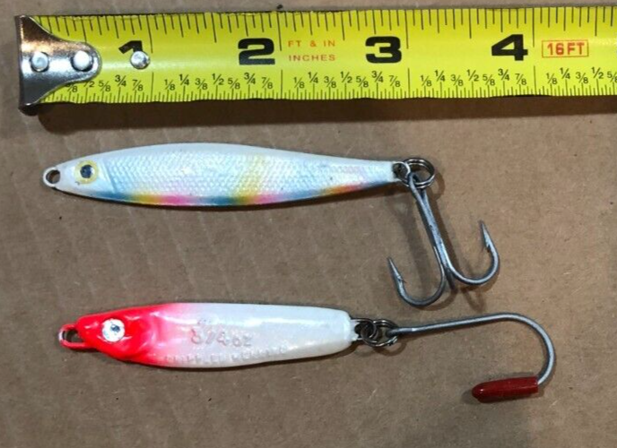 LOT OF 2 LuhrJensen Crippled Herring 3/4 OZ & 1 OZ Unmarked Metal Jigs