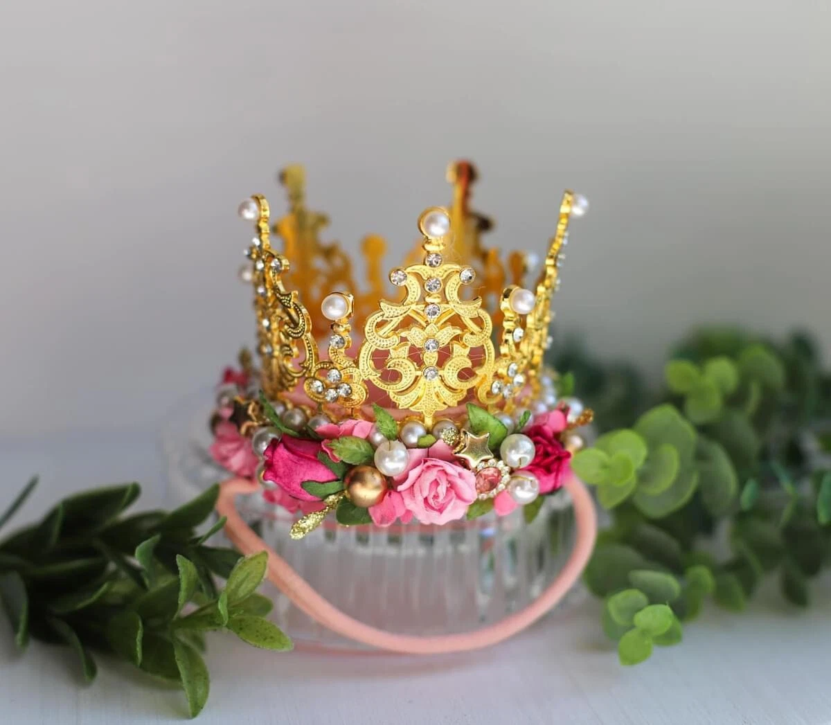 Lorelei and Layla Aurora Mini Crown with Nylon Headband Sleeping Beauty