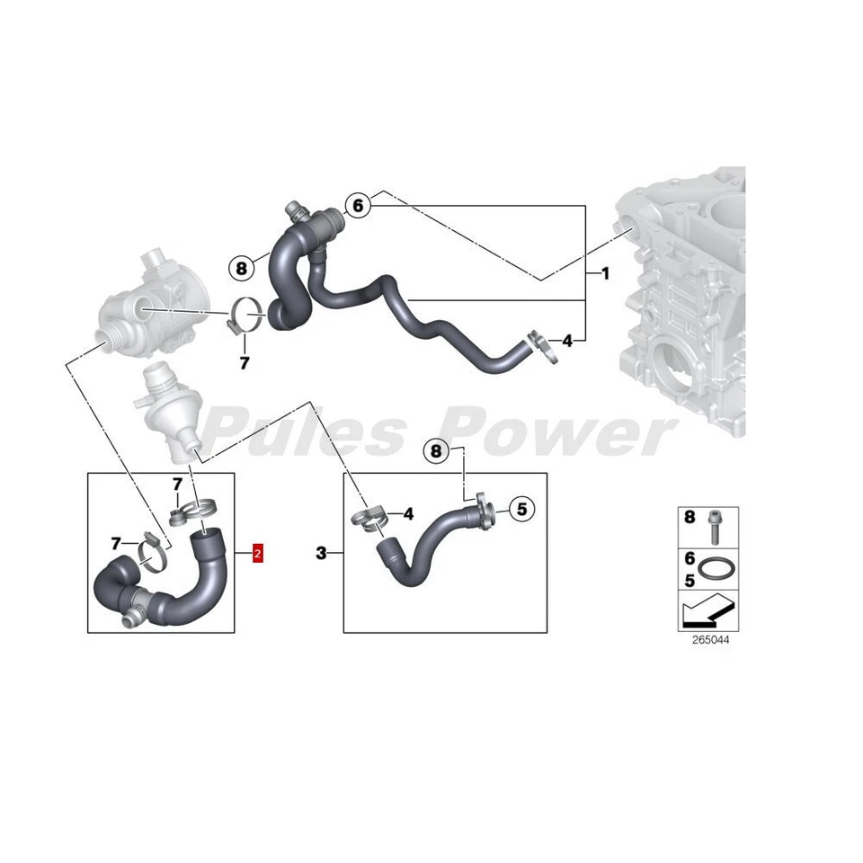 Termostato bomba manguera refrigerante OEM 11537603511 para BMW 328i 320i N20 N26 F30 F31 Foto 2 de 3