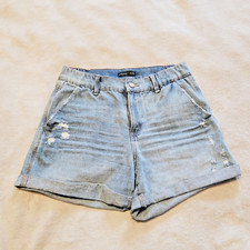 Sincerely Jules Jean Shorts Womens 5/27 Distressed Stretch Cuffed Blue Denim