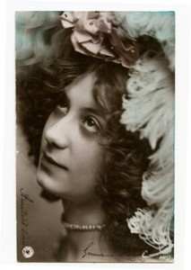 c 1905 Glamor Glamour FASHION Lady Close up vintage French photo postcard