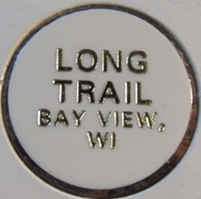 Vintage Long Trail Bay View, WI White Plastic Trade Token - Wisconsin