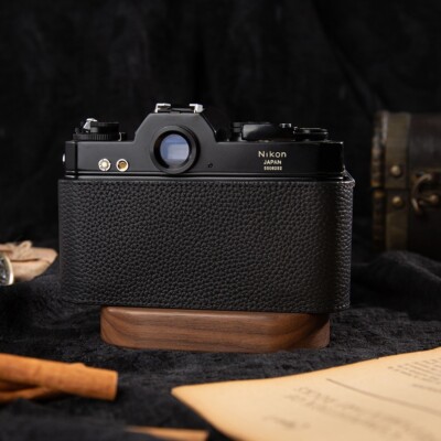 For Nikon Nikkormat EL Black Handmade Genuine Leather Half Camera Case Bag Cover