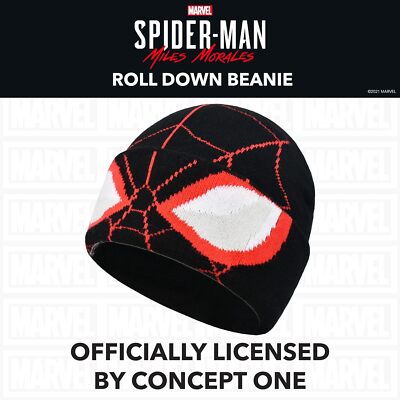 Marvel Spider-Man Miles Morales Bobble Beanie & Schal Set – Offiziell Lizenziert, Rot, Für Männer & Frauen