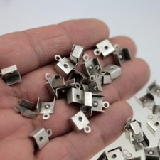 50 End Caps for Clamping Leather, DIY Jewelry Making, Jewelry Supplies