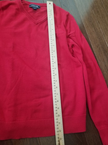 LANDS' END 100% Cotton V-Neck Sweater Youth L 14-16 Red Unisex Uniform EUC - Picture 5 of 9