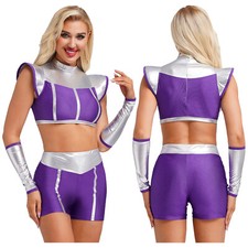 Women Sets Shorts Costume Festival Outfit Outer Alien Spacewomen Cosplay Party