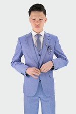 Boys Textured 8-Piece Formal Suit - Slim Fit Set for Pageboy, Wedding, Communion