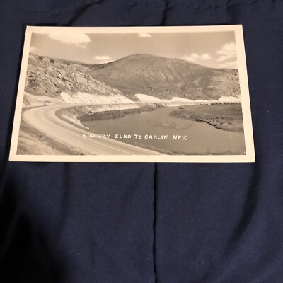 Vintage Road  Scene Elko to Carlin Nevada Unused RPPC Postcard
