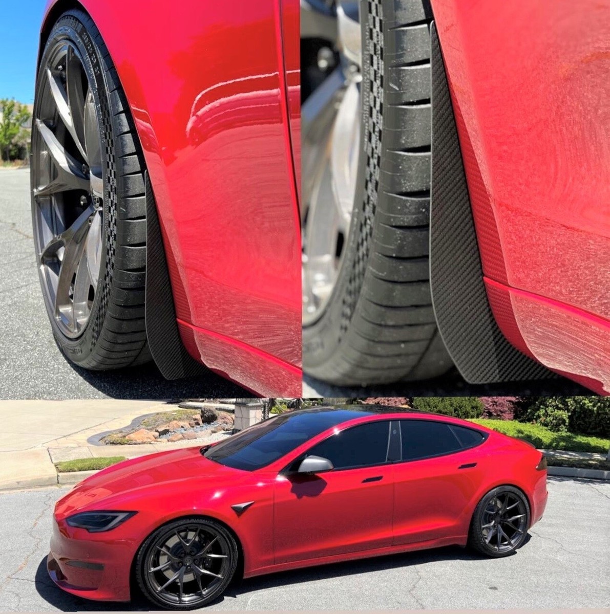 Tesla Model S Rock and Mud Guards - Matte Carbon - 2021+ Refresh