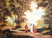 Vintage religious large oil painting