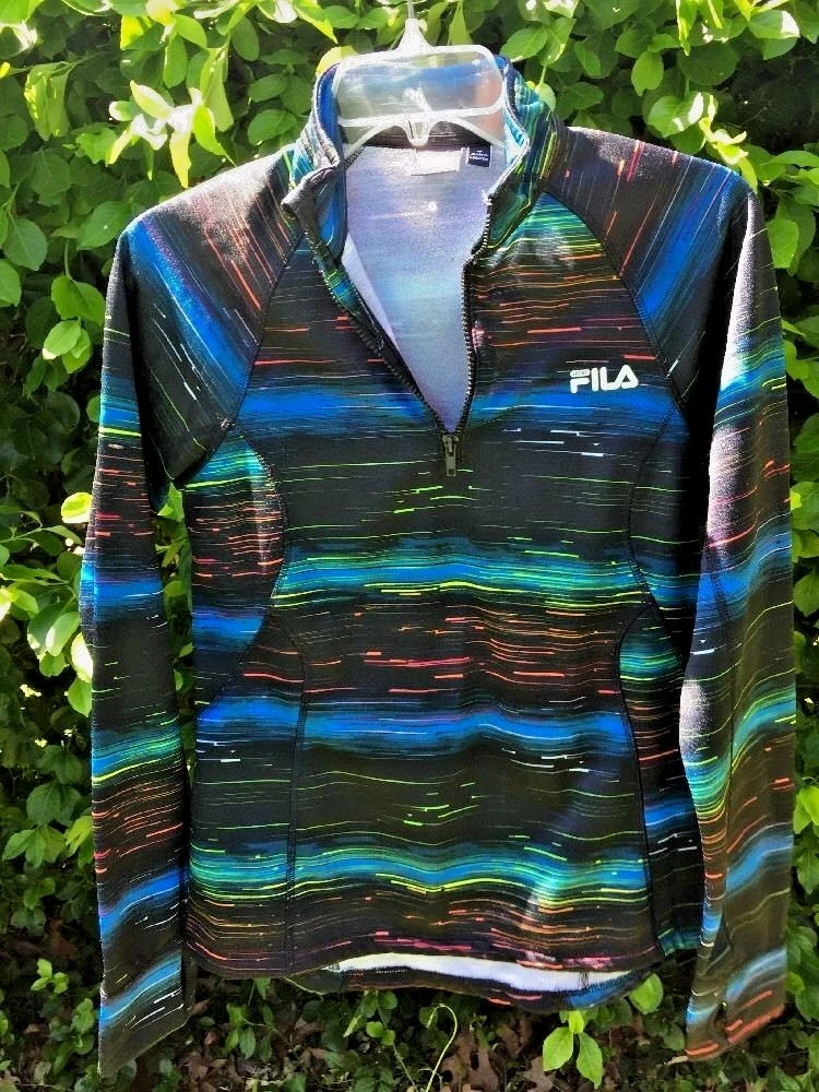 FILA Rainbow Black PERFORMANCE Running Yoga Biking Long Sleeve
