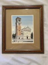 Vintage Aviano Italy Cathedral Church  Print? Signed By Artist