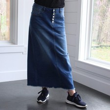 NWT Be Girl 5 Button Fly Long Modest Blue Jean Skirt Sizes S - 3XL Maxi Denim