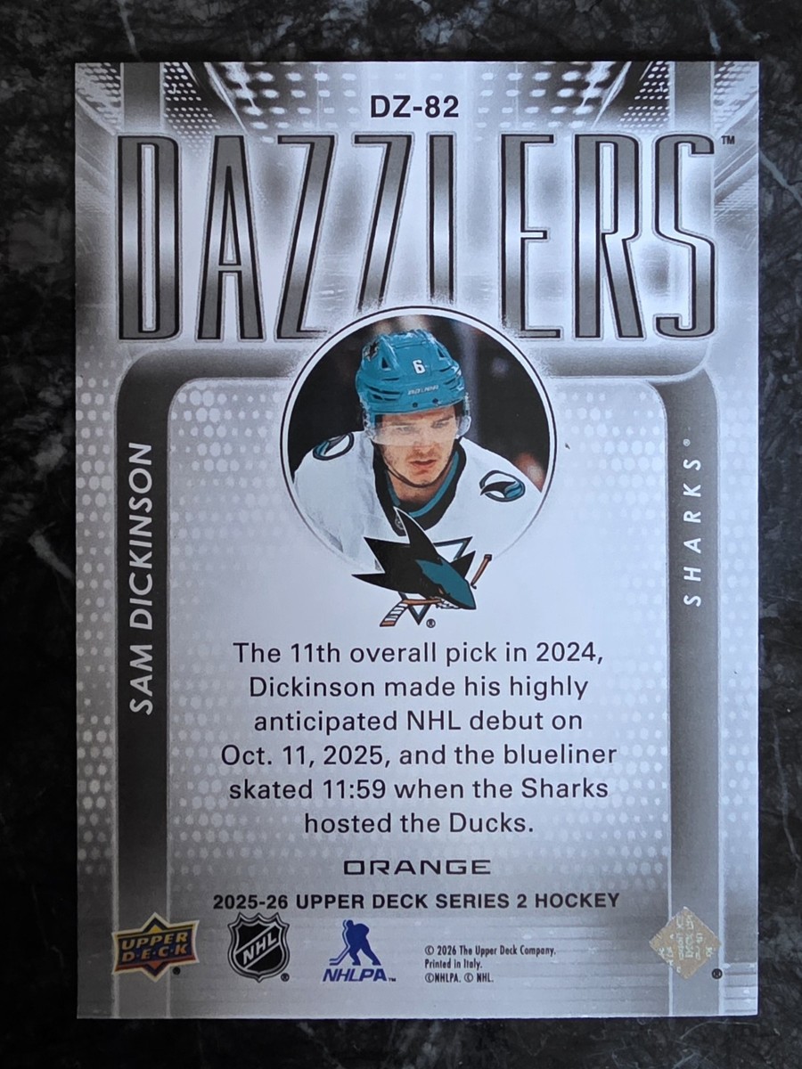 ブラッドリークーパー ロケット サイン オート UpperDeck 2025-26 Upper Deck Series 2 #DZ-82 Sam Dickinson Orange Dazzlers