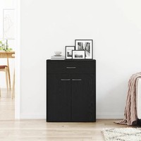 Sideboard Schwarz Eichen-Optik 60 X 30 X 75 Cm Holzwerkstoff