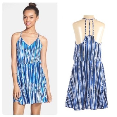 Nordstrom Dee Elle royal blue black and white strappy back dress size small