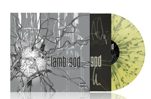 LAMB OF GOD Into Oblivion Yellow Green Splatter Vinyl LP SIGNED ART CARD Ltd1000 prezzo ebay