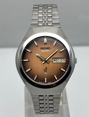 SEIKO ELNIX エルニクス デイデイト 0703-8040 Vintage 1975 Seiko Elnix 0703-8040 Brown Dial Electromagnetic