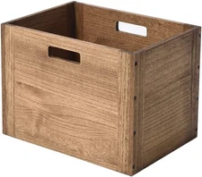 Wood Decorative Storage Cube Boxes Rustic Brown Large Storage Baskets Bin Stacka