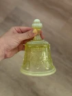 Vintage Fenton Yellow Opalescent Vaseline Glass Sable Arch Bell 5.75'' Tall