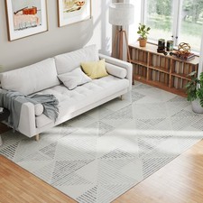 Geometric Pattern Area Rug, Non-Slip Washable Rug