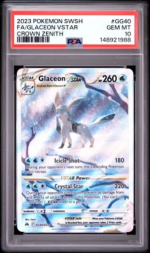 2023 POKEMON SWORD AND SHIELD CROWN ZENITH #GG40 FA/GLACEON VSTAR PSA 10