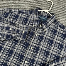 Ralph Lauren Blake Shirt Mens XL Extra Large Blue Plaid Long Sleeve Button Down