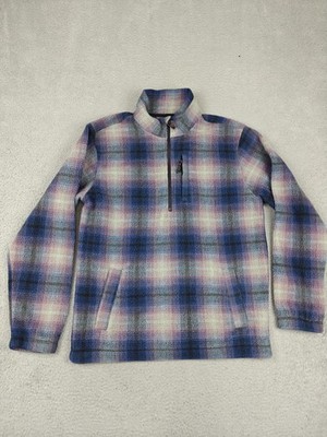 Billabong Jacket Mens Large Blue Plaid Fleece 1/4 Zip Pullover Adventure Div