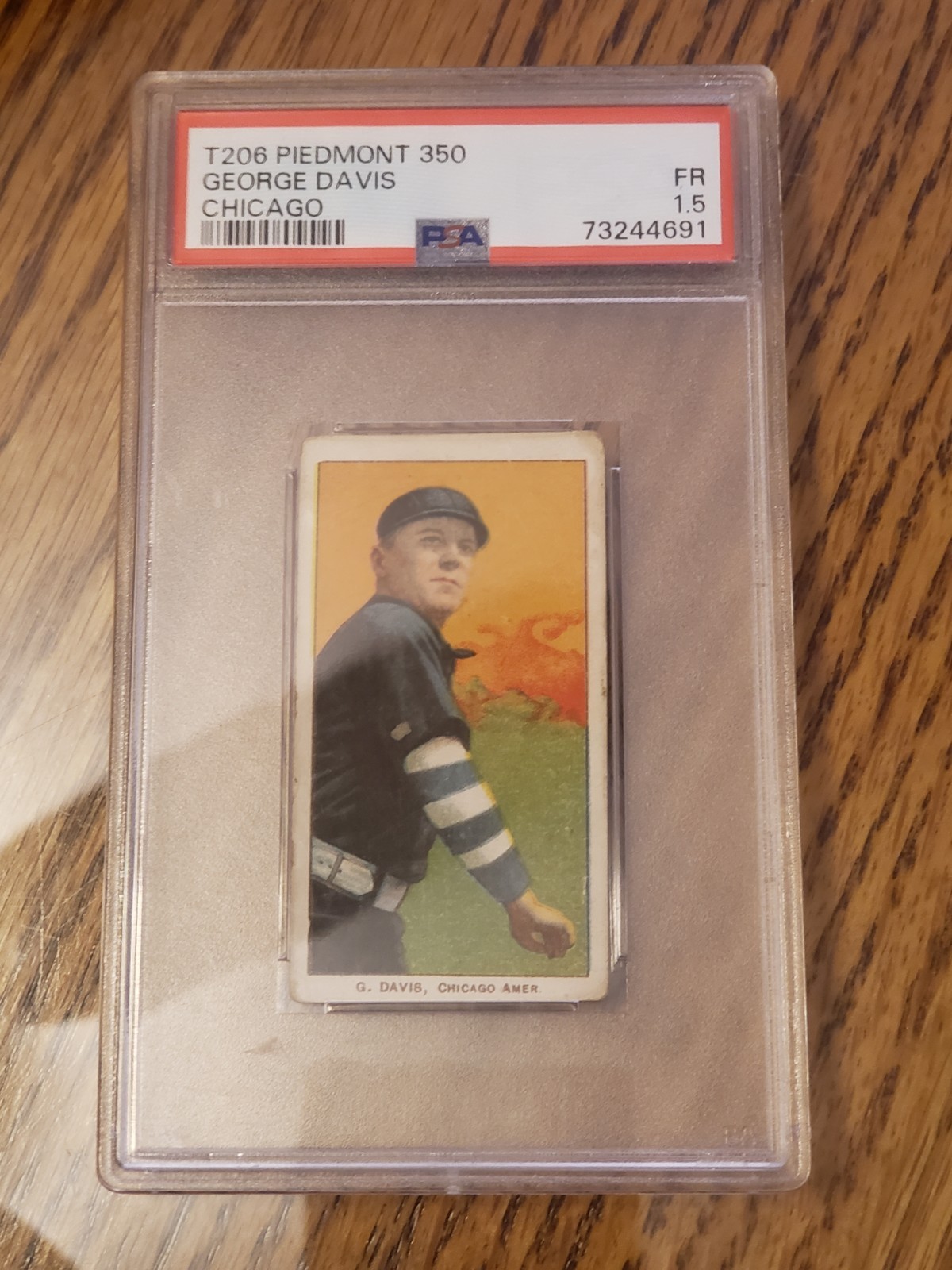 t206 george davis piedmont psa 1.5. original.  vintage.