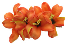 Quadruple 2.5" Mango Orange Lily Silk Flower Hair Clipwith Teeth