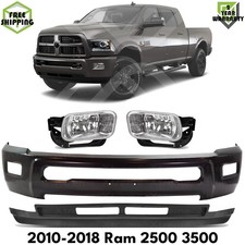 Front Bumper Face Bar Primed Steel & Fog Lights Kit For 2010-2018 Ram 2500 3500