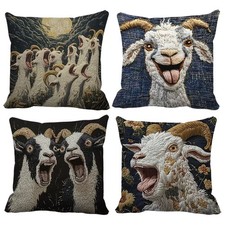 4pcs Funny Screaming Goat Short Plush Pillow Covers Cushion Decor Gift NO Filler