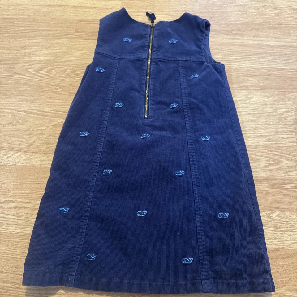 Vineyard Vines Niñas 6 Azul Oscuro Bordado Ballenas Sin Mangas Cordón Jersey Foto 4 de 4
