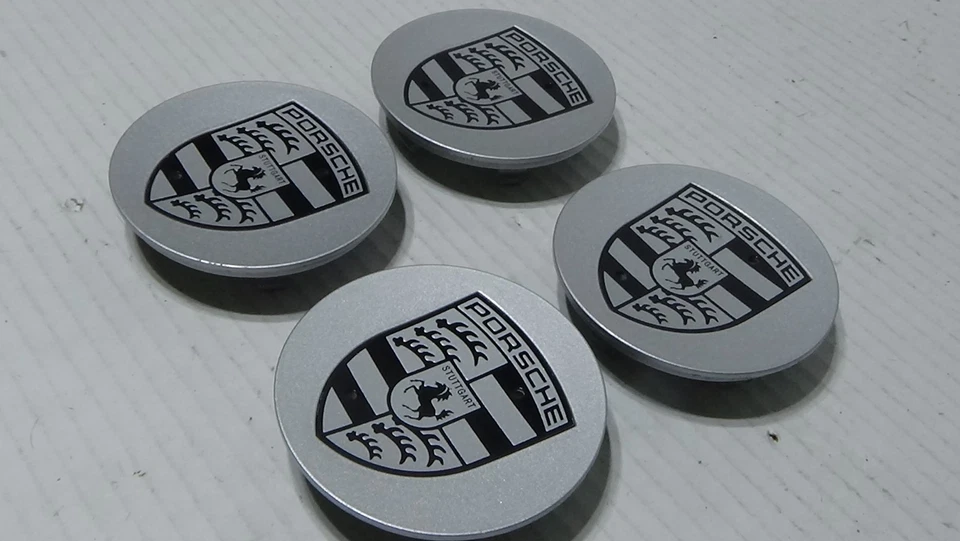 2003-2010 Porsche Cayenne S Wheel Center Caps Silver 4 Set - Image 2 of 4