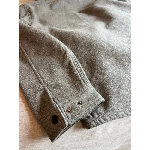 Noble Outfitters mens XL button up fleece lined gray shacket hooded light coat image 3