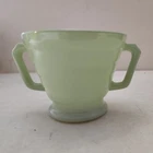 GREEN Moderntone SUGAR BOWL 2 Handles PLATONITE Hazel Atlas MILK GLASS