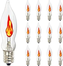 Christmas Flicker Flame Light Bulbs, Clear Shape C18 1w 