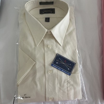 Arrow Wrinkle Free IvoryButton Up Dress Shirt Mens Size 17 Short Sleeve NWT