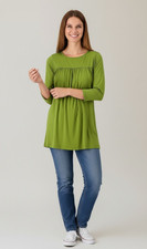 Attitudes by Renee Womens Tunic Size M Cactus Green 3/4 Sleeve Flounce Casual