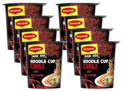 MAGGI Magic Asia Noodle Cup Chili, Instant-Nudeln mit Chili-Geschmack (8x63g)