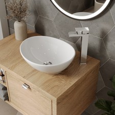 Countertop Basin Sink Bathroom Vanity Wash Oval Curved White Modern 410x330mm