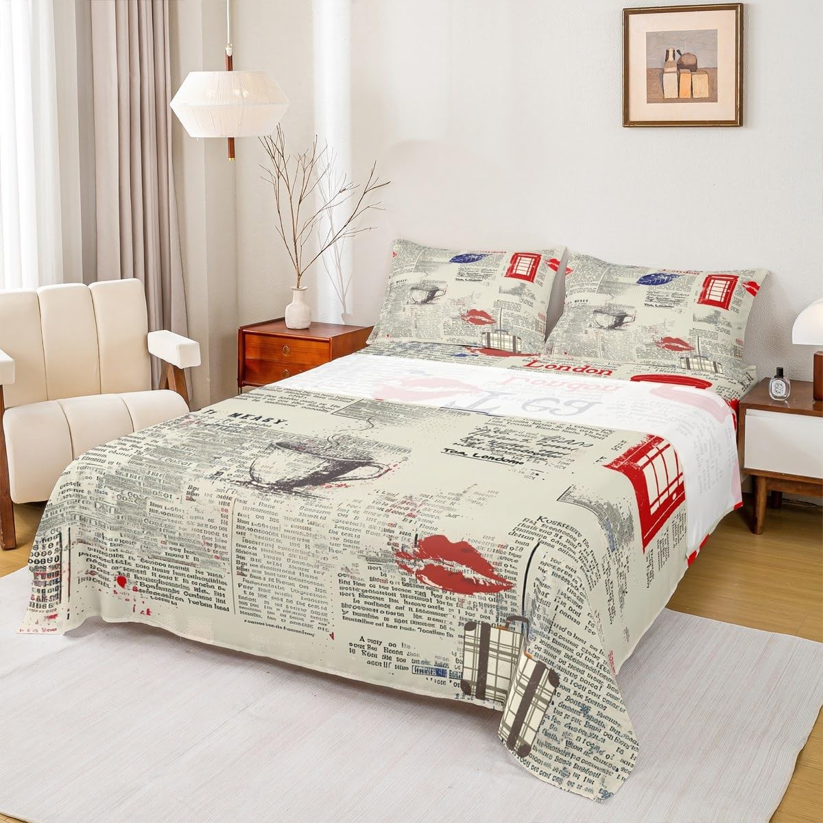 London Full Size,Famous England City Building Bedding Set,Boys Girls Adults R...
