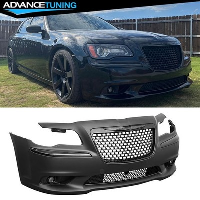 Fits 11-14 Chrysler 300 SRT8 Style Front Bumper Cover with Gloss Black Grilles