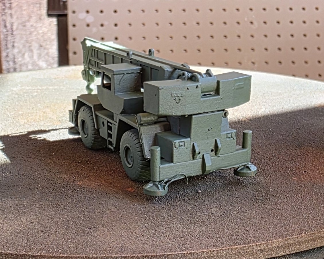 One HO 1/87 scale Rough terrain cargo crane flat car load, EXCLUSIVE!