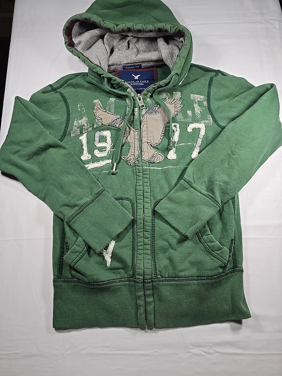 Vintage Y2K American Eagle Hoodie Mens XS Green Full Zip Jacket Distressed
Opens in a new window or 