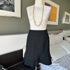 Karen Millen Minimalist Black A-line Skirt with Ruffled Hem Office Party US 4 — photo 1